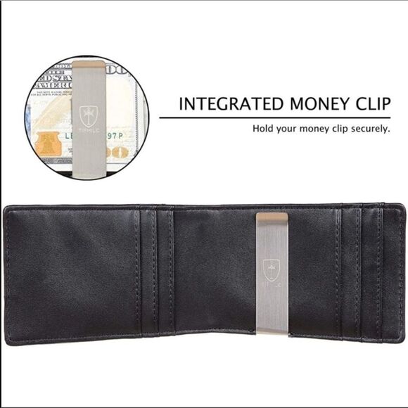 Leather Wallet with Money Clip Credit Card Holder - Picture 5 of 7